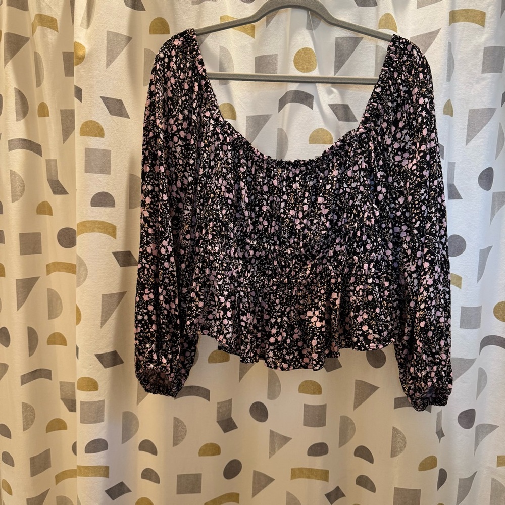 Floral Black and Pink Women's Peplum Top
